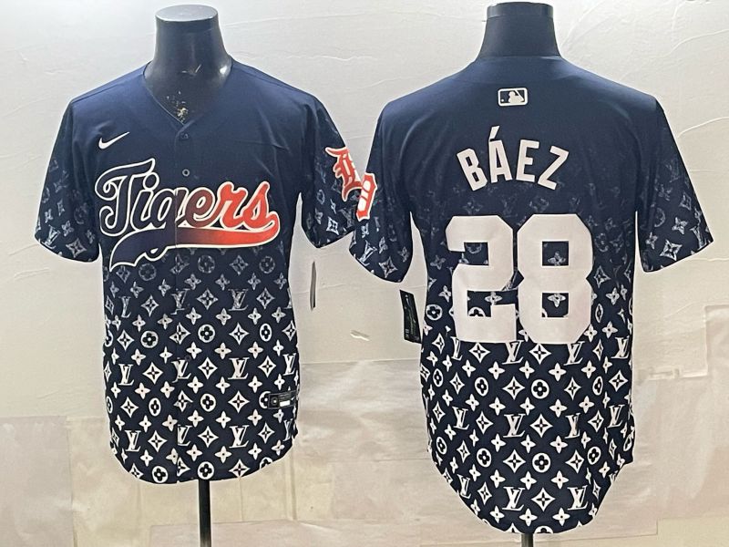 Men 2026 Detroit Tigers #28 Baez Blue Game Nike MLB Jersey 01->detroit tigers->MLB Jersey